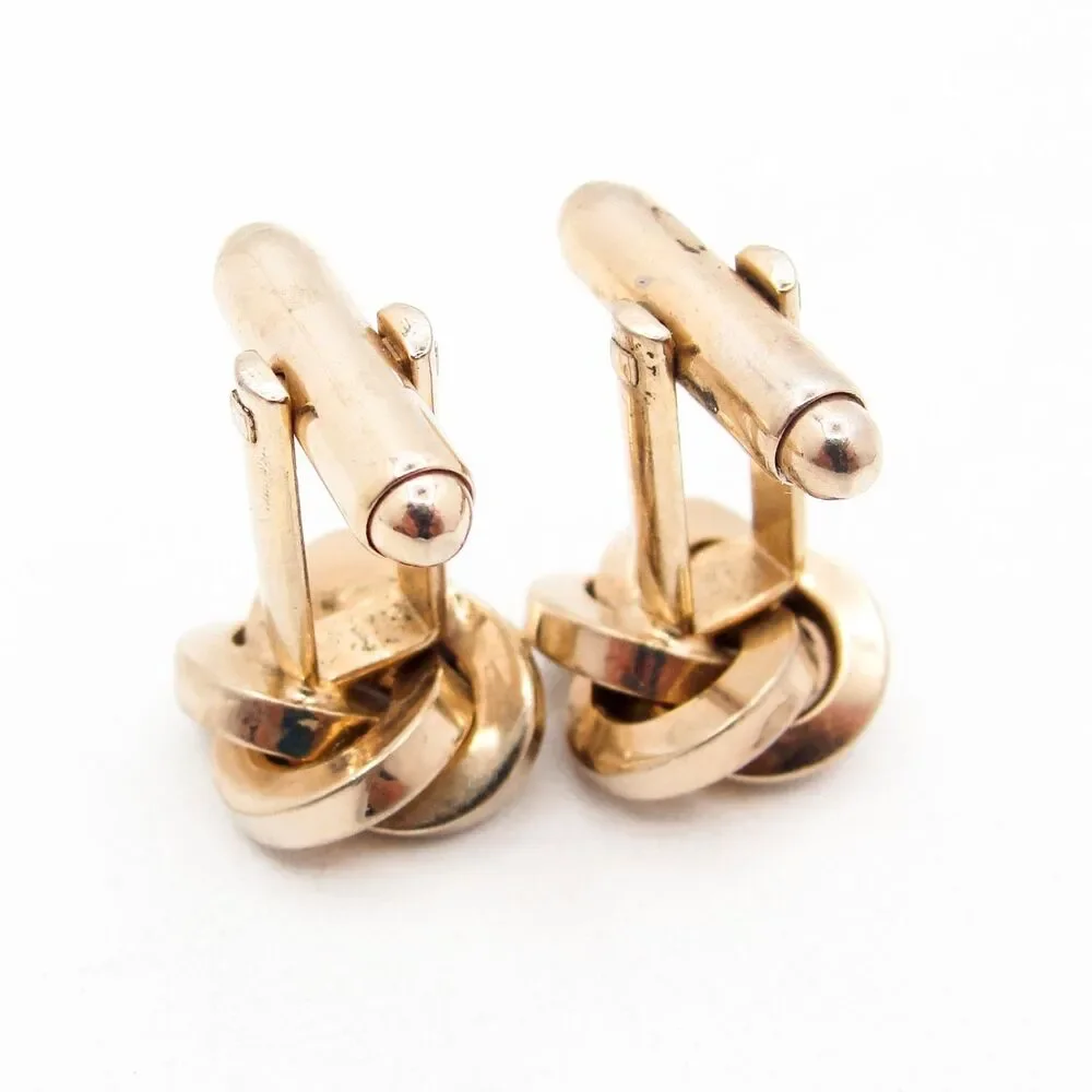 Vintage Gold Tone Love Knot Cufflinks Classic Men's Formal Swirl Wedding Groom